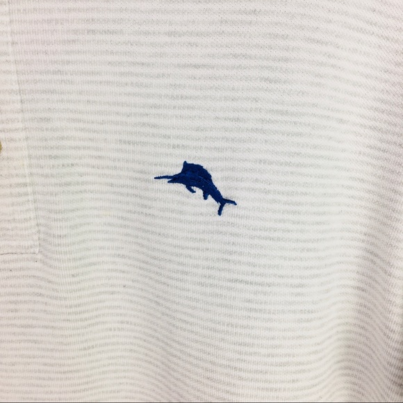 Tommy Bahama Mens Polo Shirt Size Medium Suprima Cotton Blend Polo White Gray - Picture 3 of 12